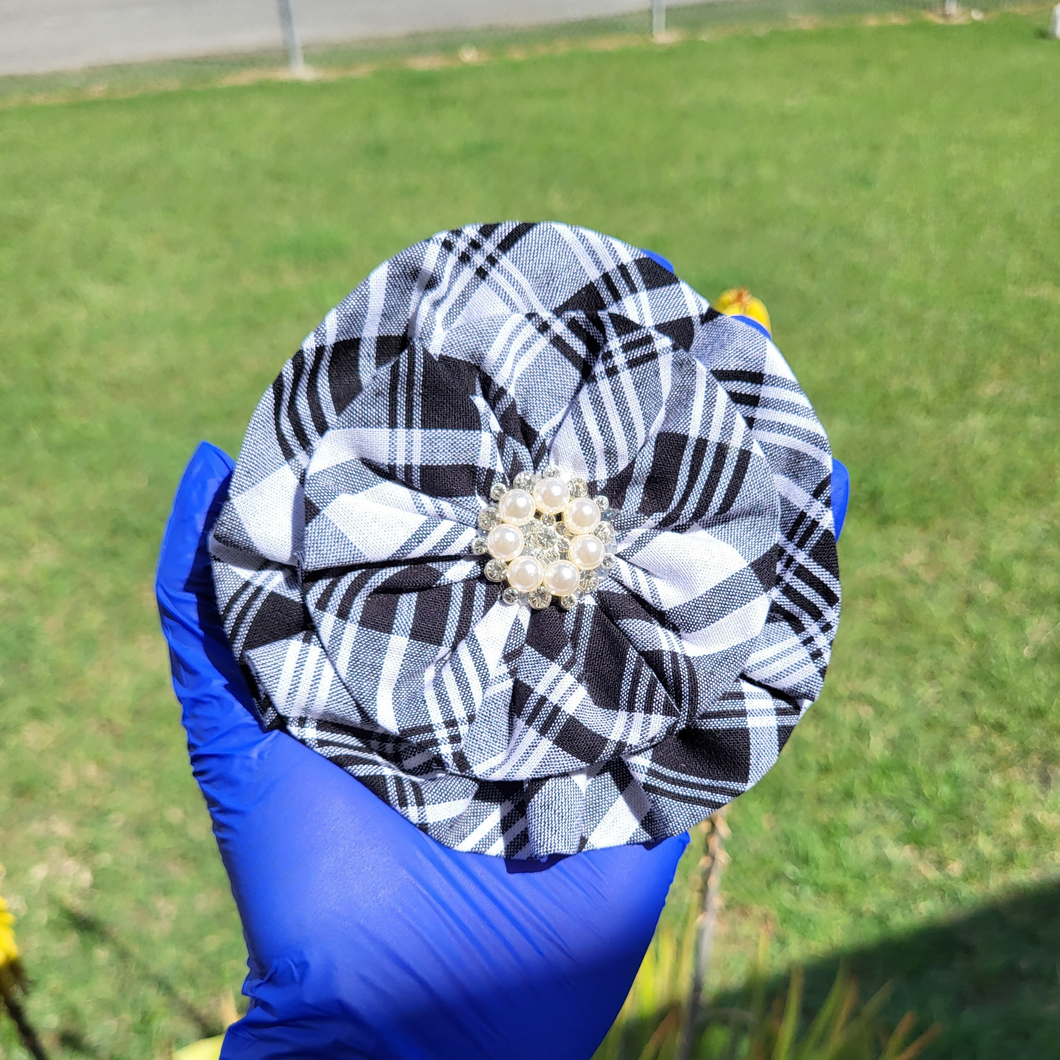 Black & White Madras Brooch